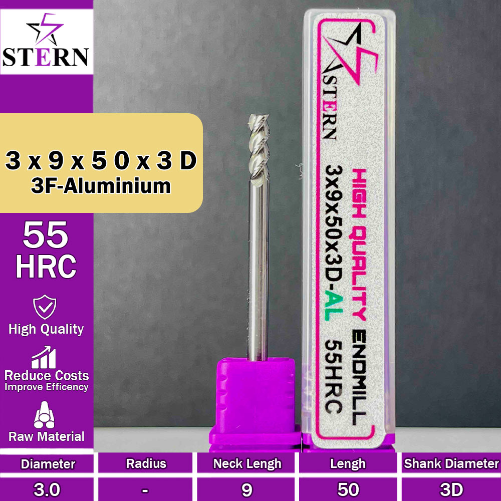 فرزکارباید آلومینیوم سه پر STERN 3*9*50*3D