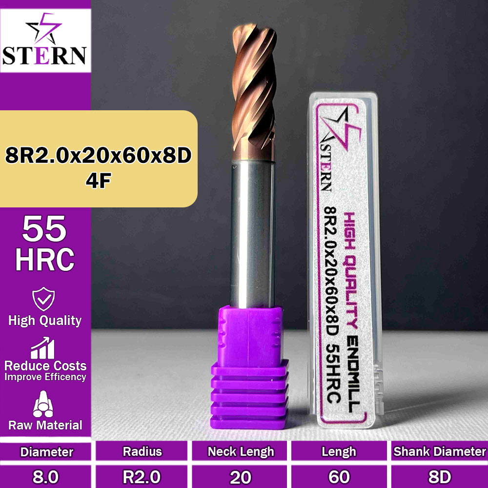 فرز کارباید تیپ ردیوس 8R2.0*20*60*8D STERN