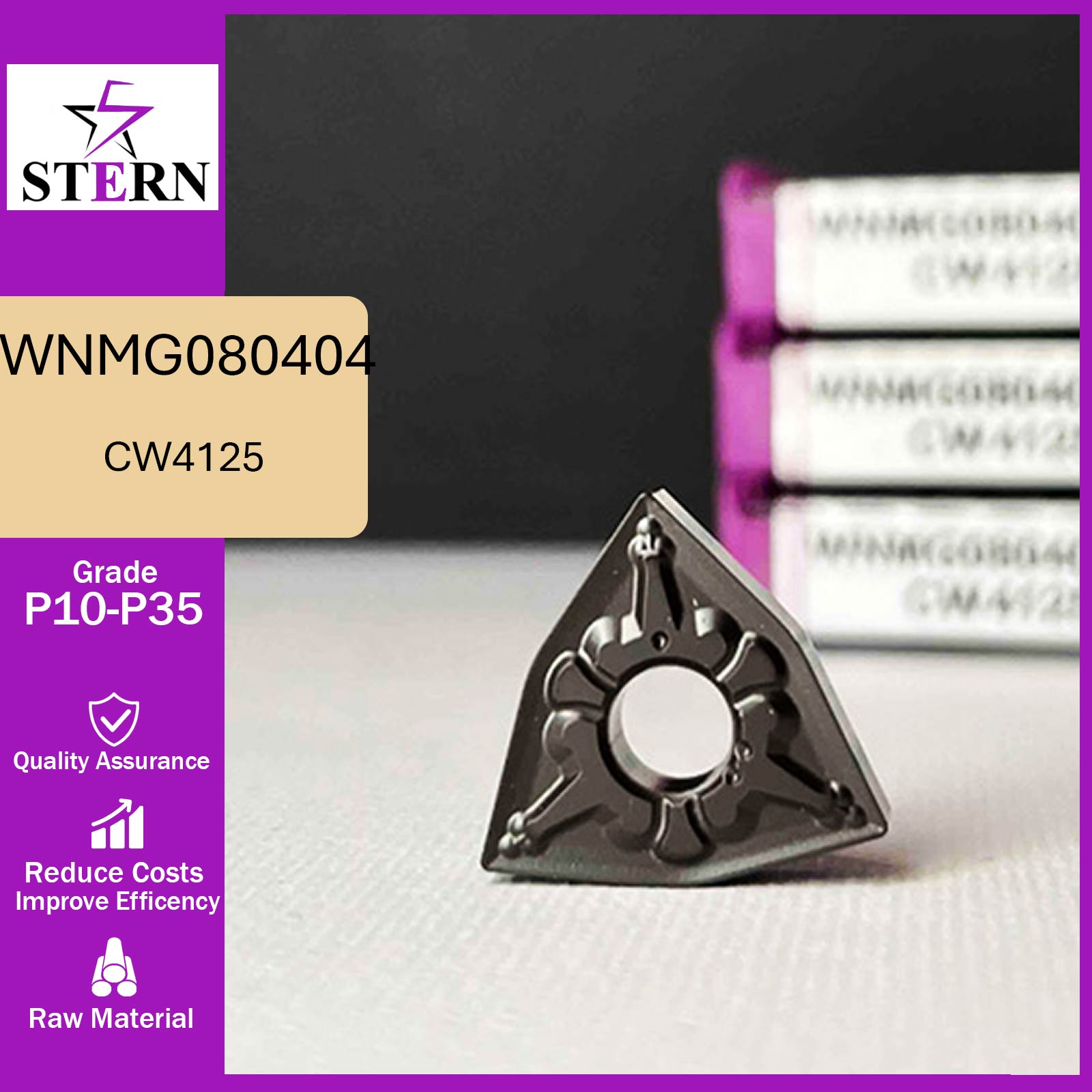 اینسرت تراشکاری STERN مدل WNMG080404-TM گرید CW4125