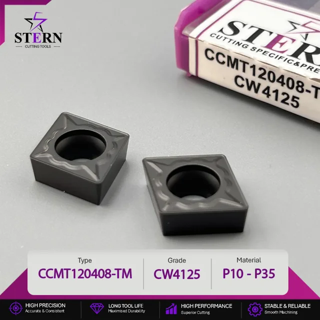 اینسرت STERN مدل CCMT120408-TM-CW4125 مخصوص ماشینکاری فولاد و فولاد سخت
