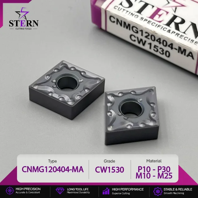 اینسرت STERN مدل CNMG120404-CW1530 مخصوص ماشینکاری فولاد و استیل