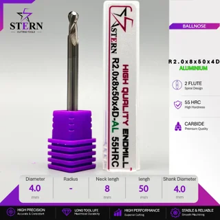 فرز انگشتی کارباید آلومینیوم بالنوز R2.0*8*50*4D STERN