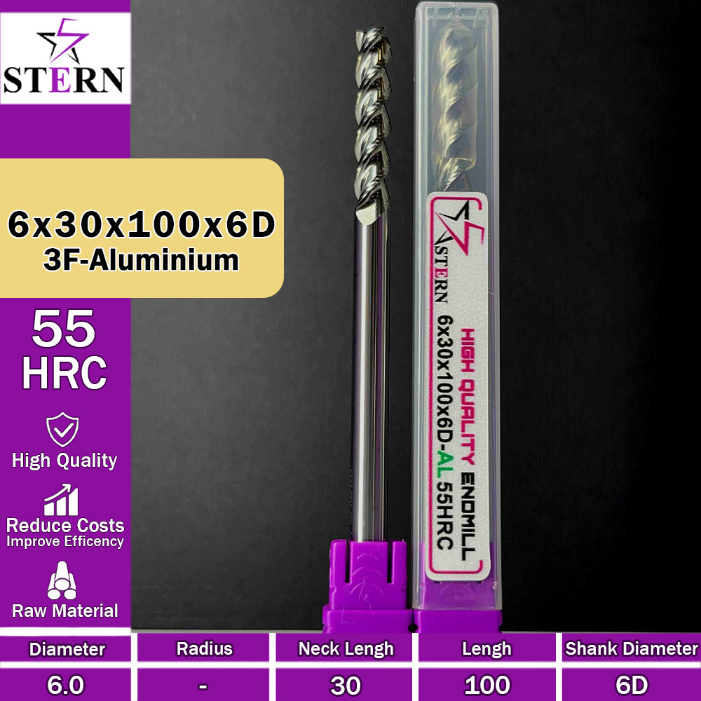 فرزکارباید آلومینیوم سه پر STERN 6*30*100*6D