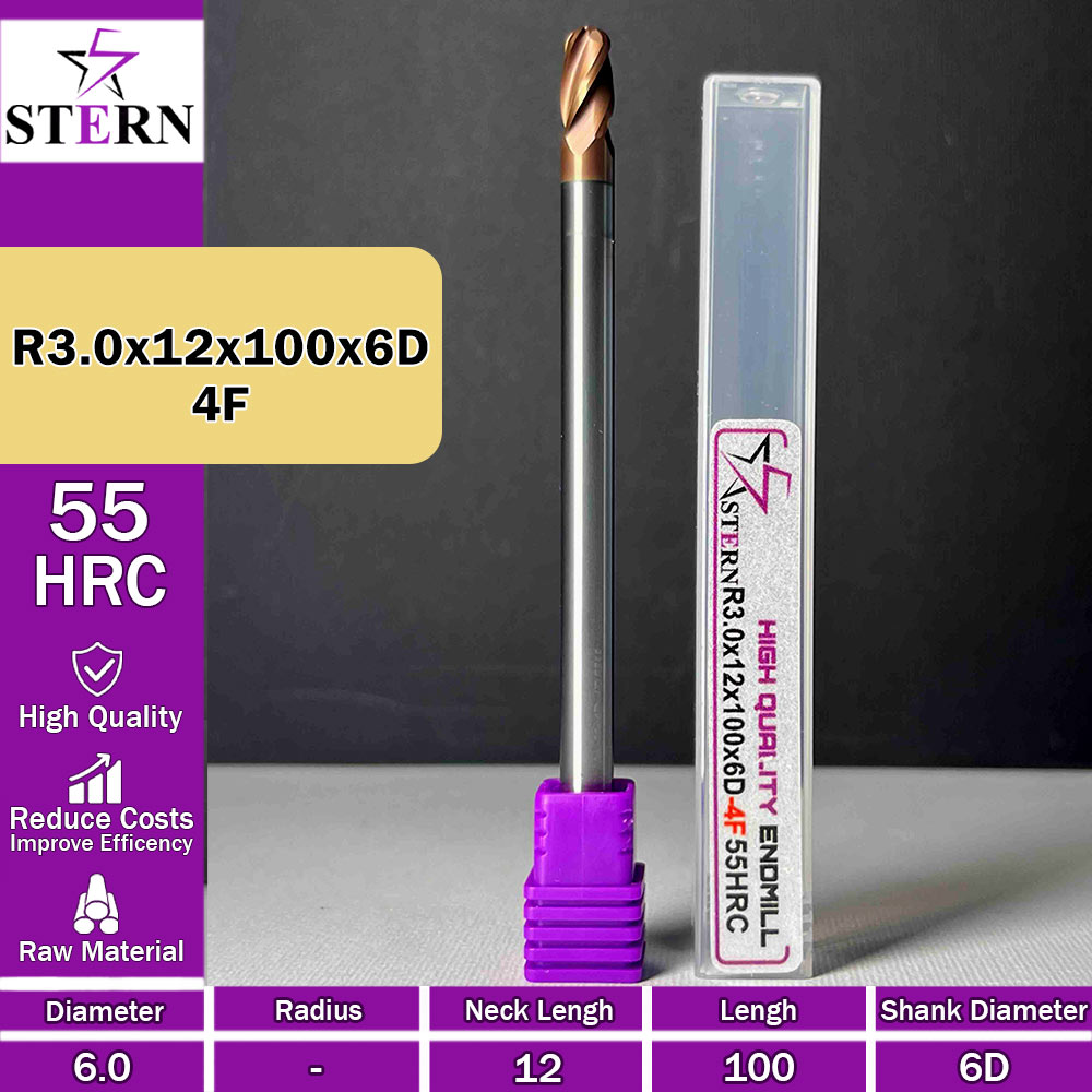فرزانگشتی کارباید بالنوز چهارپر R3.0*12*100*6D STERN