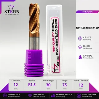 فرز انگشتی کارباید تیپ ردیوس 12R1.5*30*75*12D STERN