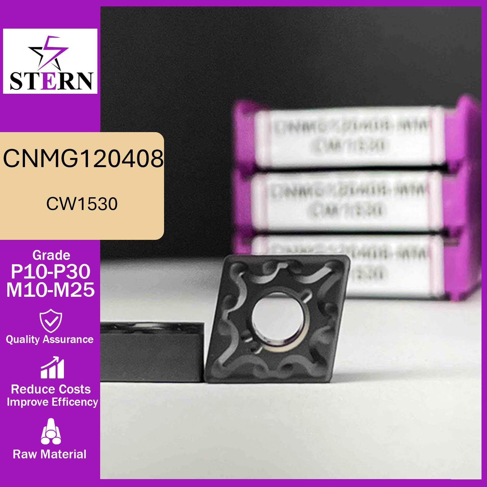 اینسرت تراشکاری STERN مدل CNMG120408-MA گرید CW1530