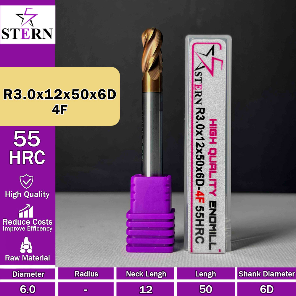 فرزانگشتی کارباید بالنوز چهارپر R3.0*12*50*6D STERN