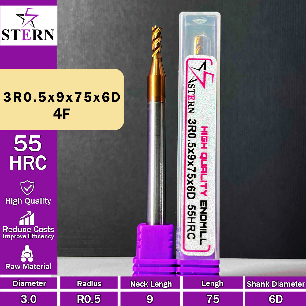 فرز کارباید تیپ ردیوس 3R0.5*9*75*6D STERN