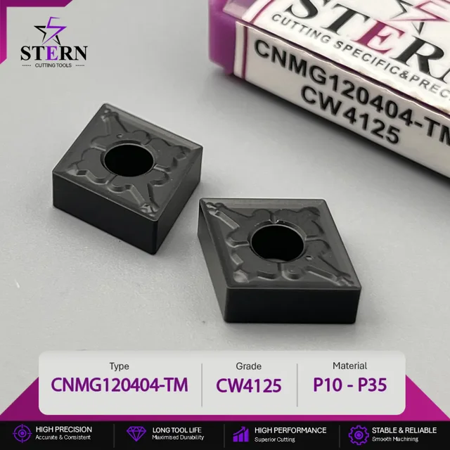 اینسرت STERN مدل CNMG120404-CW4125 مخصوص ماشینکاری فولاد و فولاد سخت