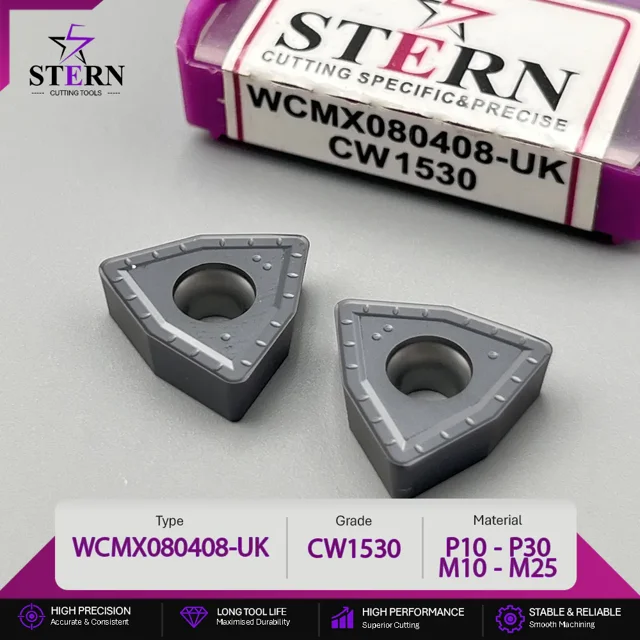 اینسرت فرزکاری STERN مدل WCMX080408-CW1530 مخصوص ماشینکاری فولاد و استیل