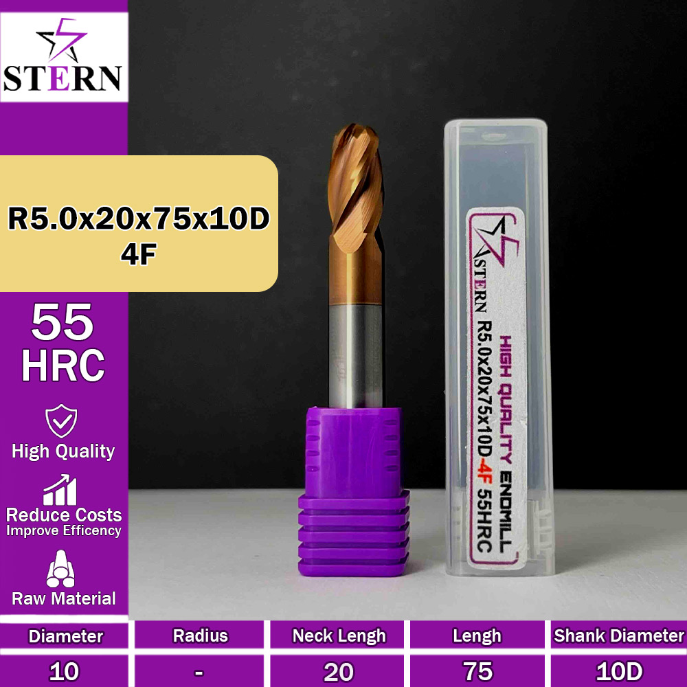 فرزانگشتی کارباید بالنوز چهارپر R5.0*20*75*10D STERN