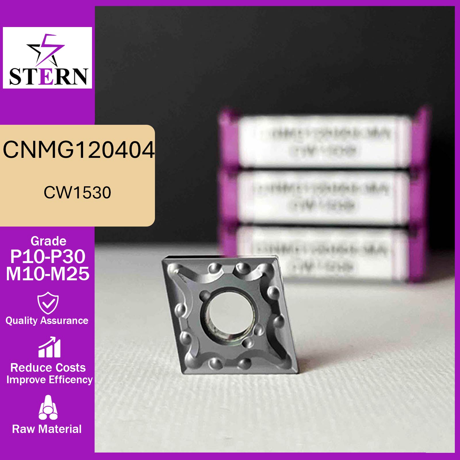 اینسرت تراشکاری STERN مدل CNMG120404-MA گرید CW1530