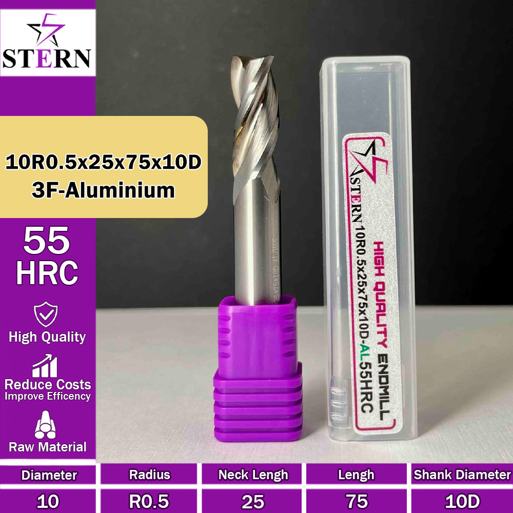 فرزکارباید آلومینیوم تیپ ردیوس 10R0.5*25*75*10D STERN