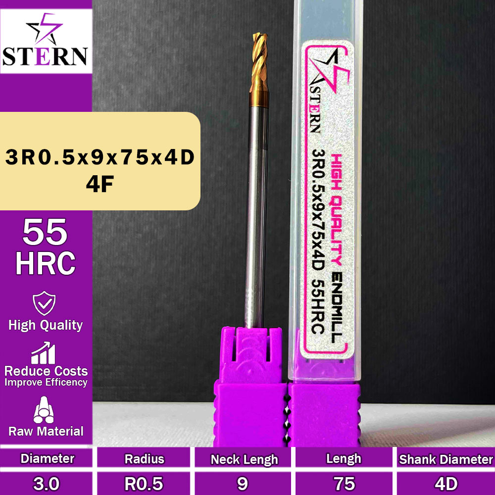 فرز کارباید تیپ ردیوس 3R0.5*9*75*4D STERN