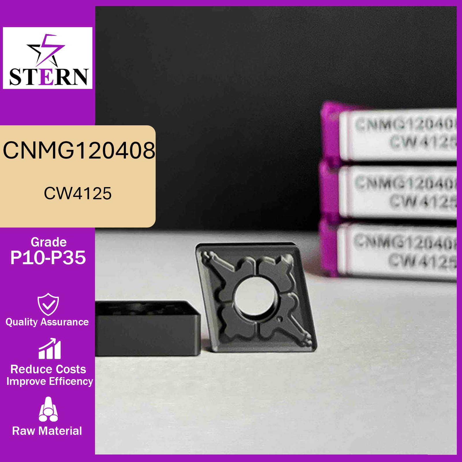 اینسرت تراشکاری STERN مدل CNMG120408-TM گرید CW4125