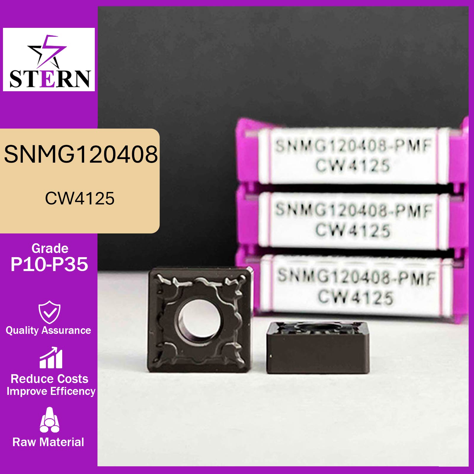 اینسرت تراشکاری STERN مدل SNMG120408-PMF گرید CW4125