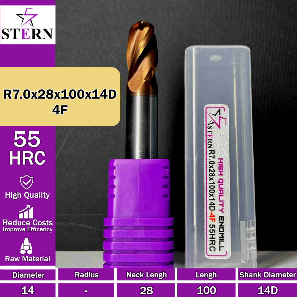 فرزانگشتی کارباید بالنوز چهارپر R7.0*28*100*14D STERN