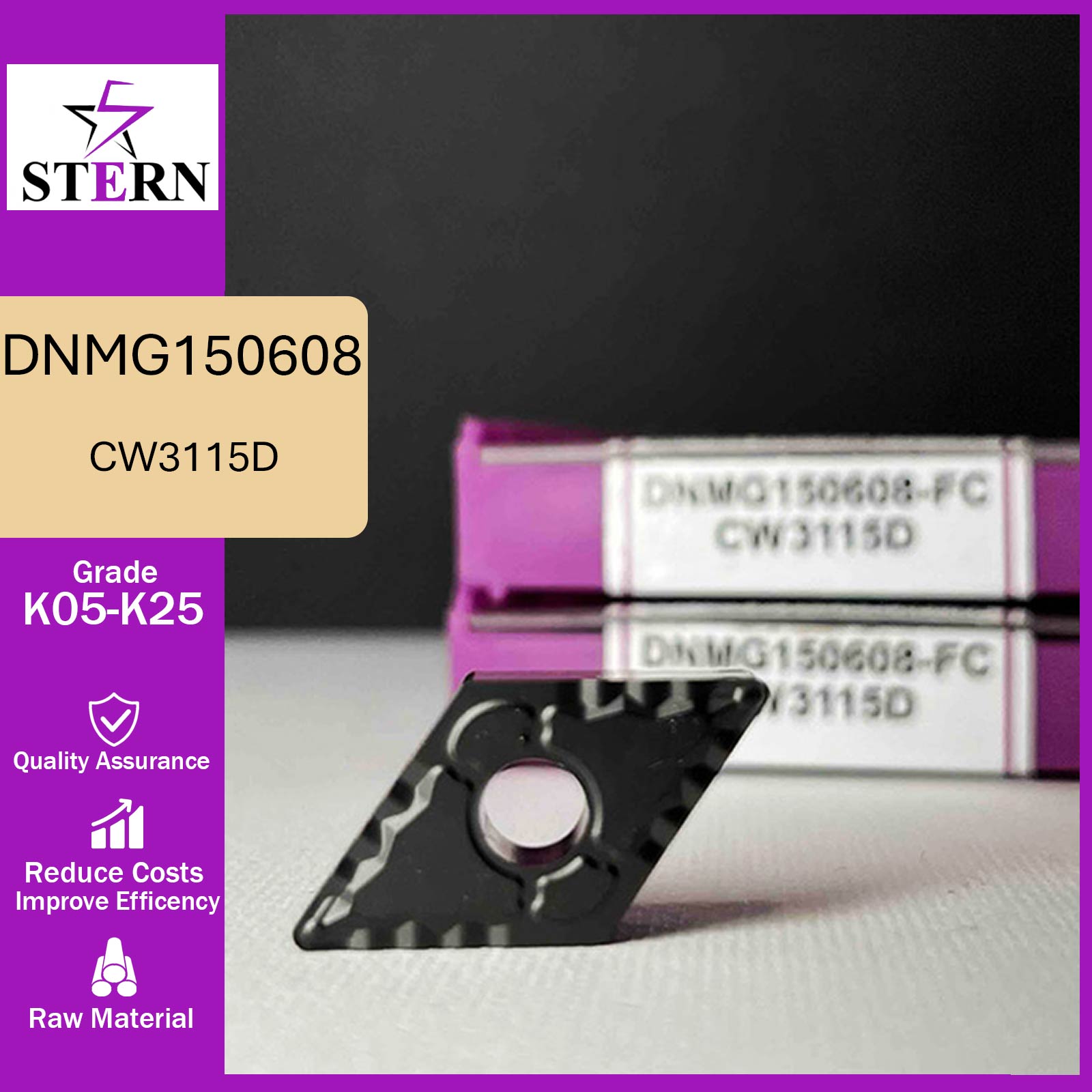 اینسرت تراشکاری STERN مدل DNMG150608-FC گرید CW3115D