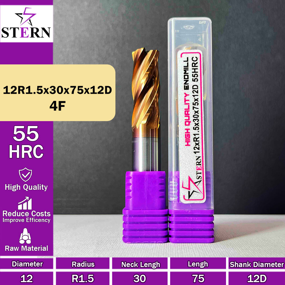 فرز کارباید تیپ ردیوس 12R1.5*30*75*12D STERN