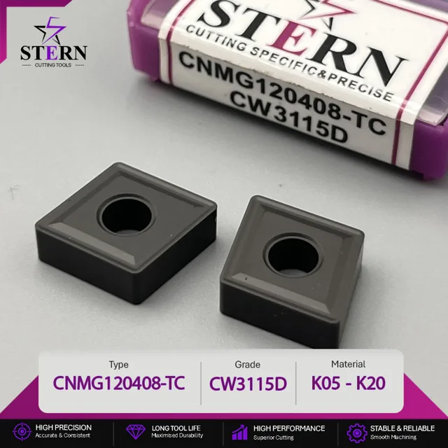 اینسرت STERN مدل CNMG120408-CW3115D مخصوص ماشینکاری چدن و چدن سخت