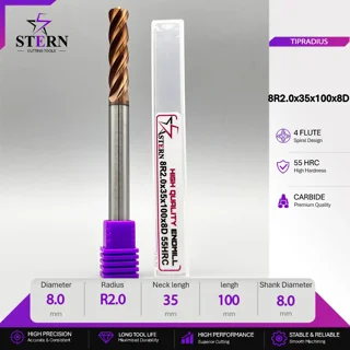 فرز انگشتی کارباید تیپ ردیوس 8R2.0*35*100*8D STERN