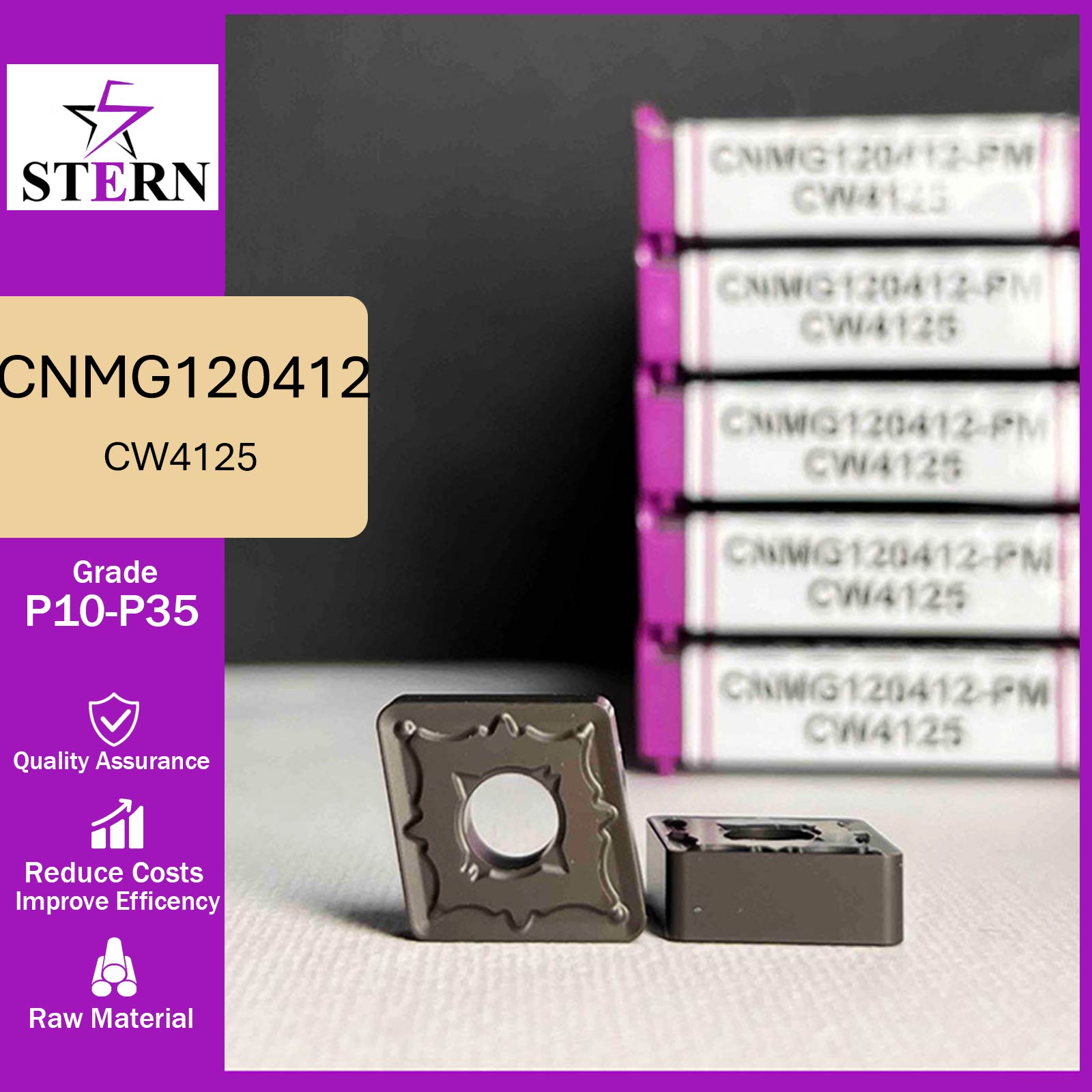 اینسرت تراشکاری STERN مدل CNMG120412-PM گرید CW4125