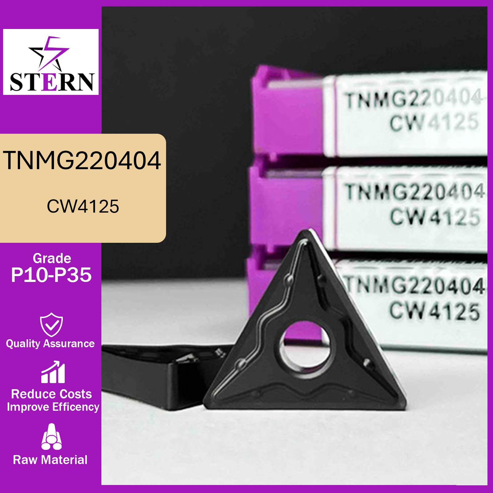 اینسرت تراشکاری STERN مدل TNMG220404-MM گرید CW4125