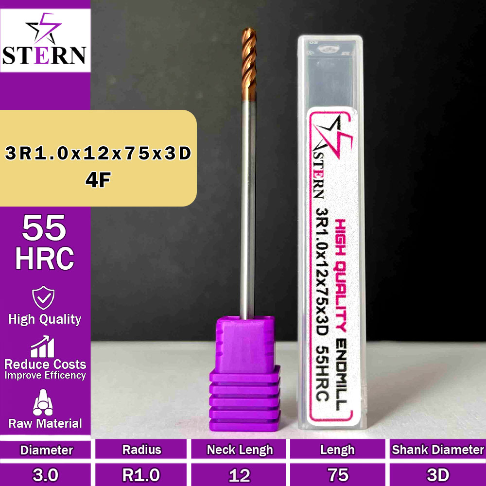 فرز کارباید تیپ ردیوس 3R1.0*12*75*3D STERN