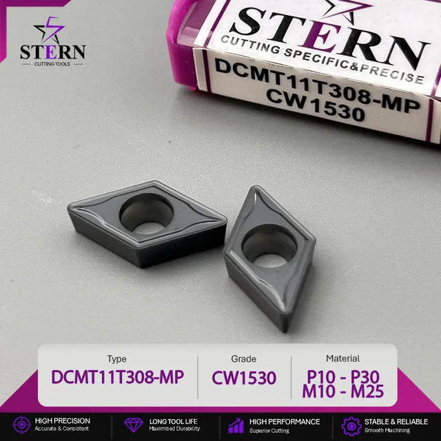 اینسرت تراشکاری STERN مدل DCMT11T308-CW1530 مخصوص ماشینکاری فولاد و استیل