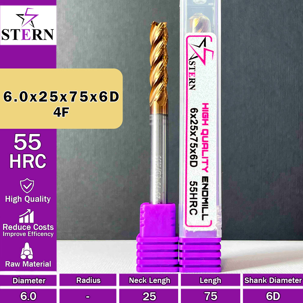 فرزانگشتی کارباید چهارپر STERN 6*25*75*6D