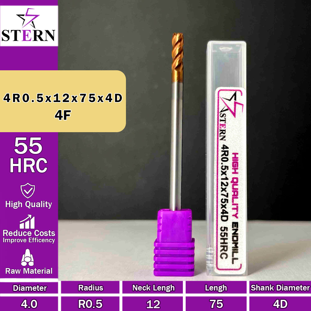 فرز کارباید تیپ ردیوس 4R0.5*12*75*4D STERN