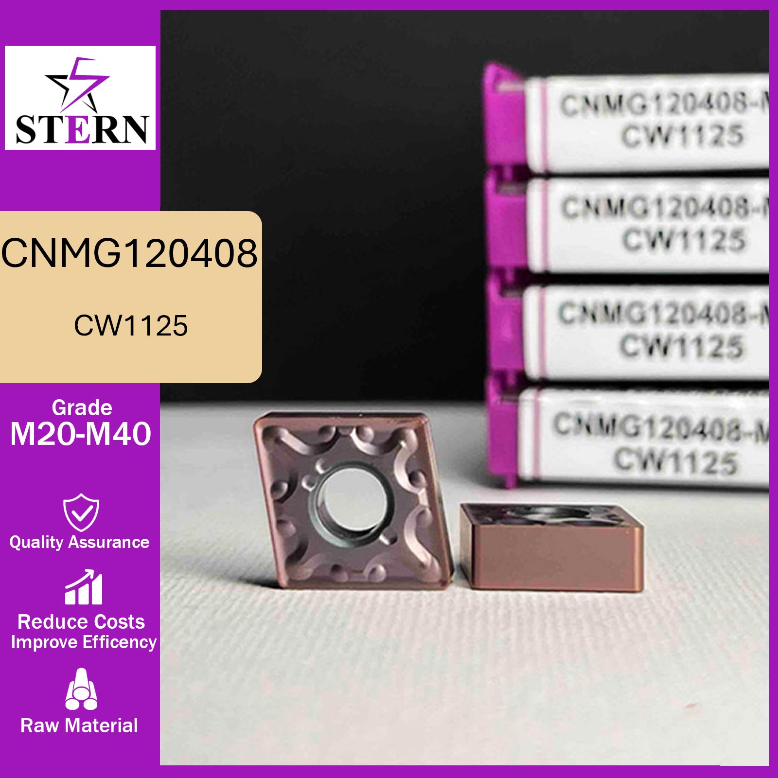 اینسرت تراشکاری STERN مدل CNMG120408-MA گرید CW1125