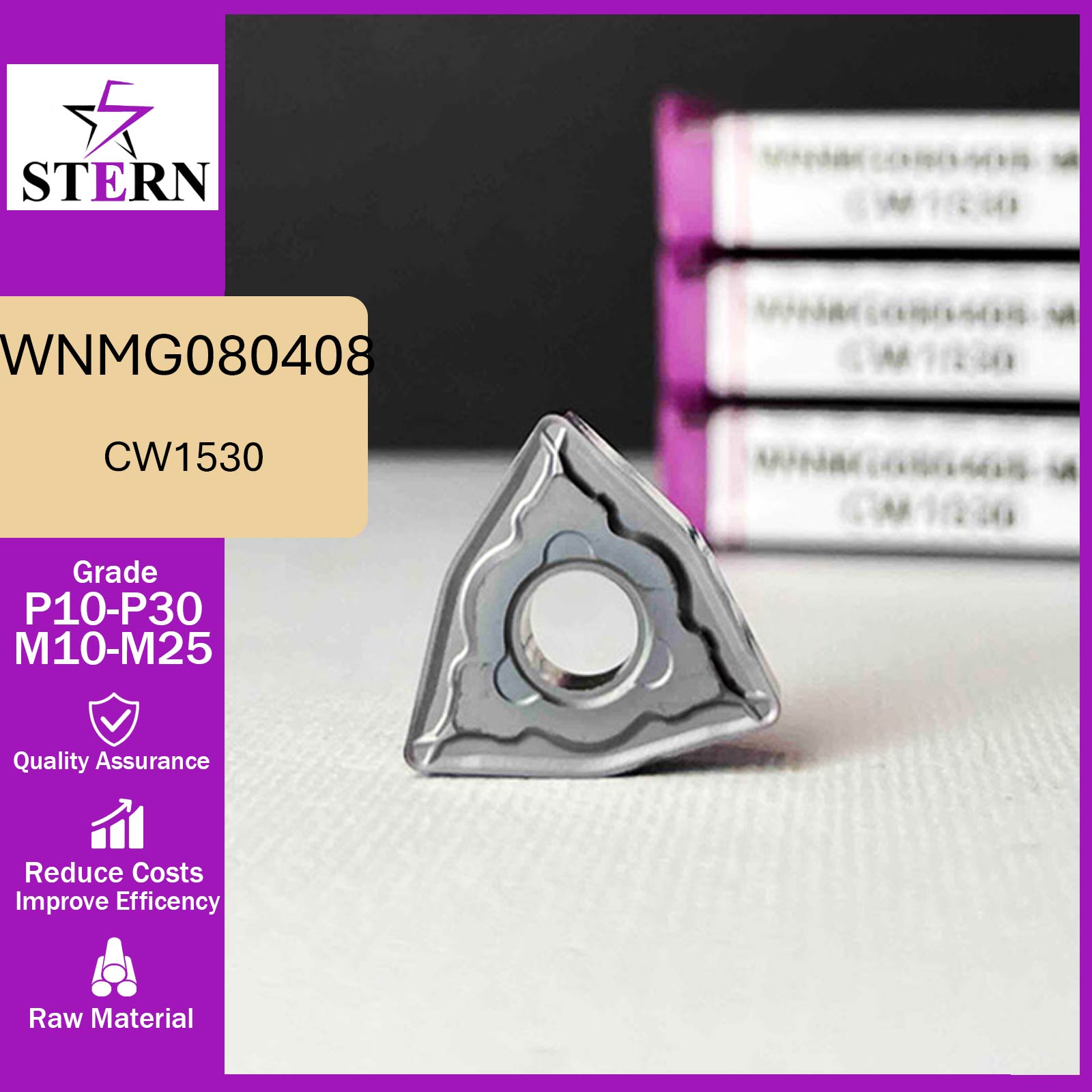 اینسرت تراشکاری STERN مدل WNMG080408-MM گرید CW1530