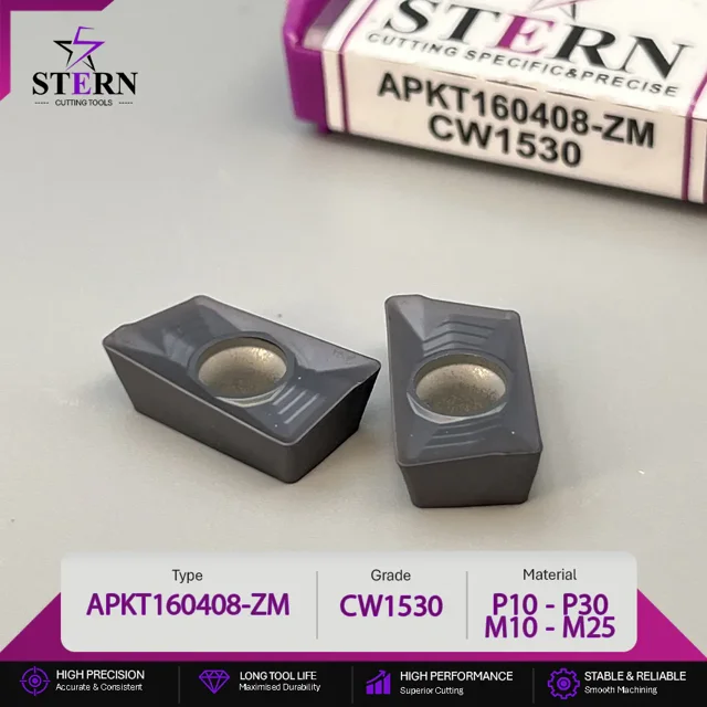 اینسرت فرزکاری STERN مدل APKT160408ZM-CW1530 مخصوص ماشینکاری فولاد و استیل