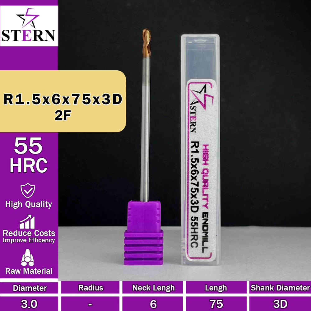 فرزانگشتی کارباید بالنوز R1.5*6*75*3D STERN