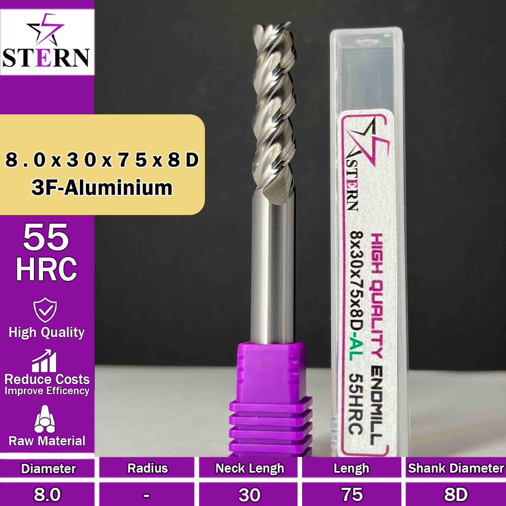 فرزکارباید آلومینیوم سه پر STERN 8*30*75*8D