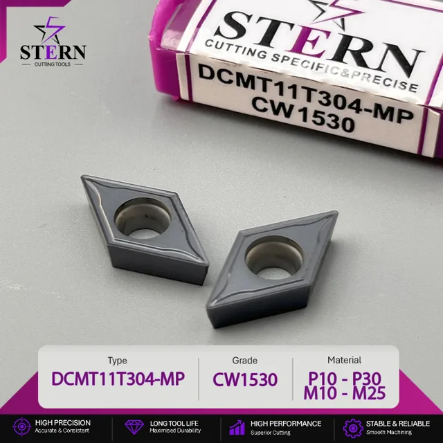 اینسرت تراشکاری STERN مدل DCMT11T304-CW1530 مخصوص ماشینکاری فولاد و استیل