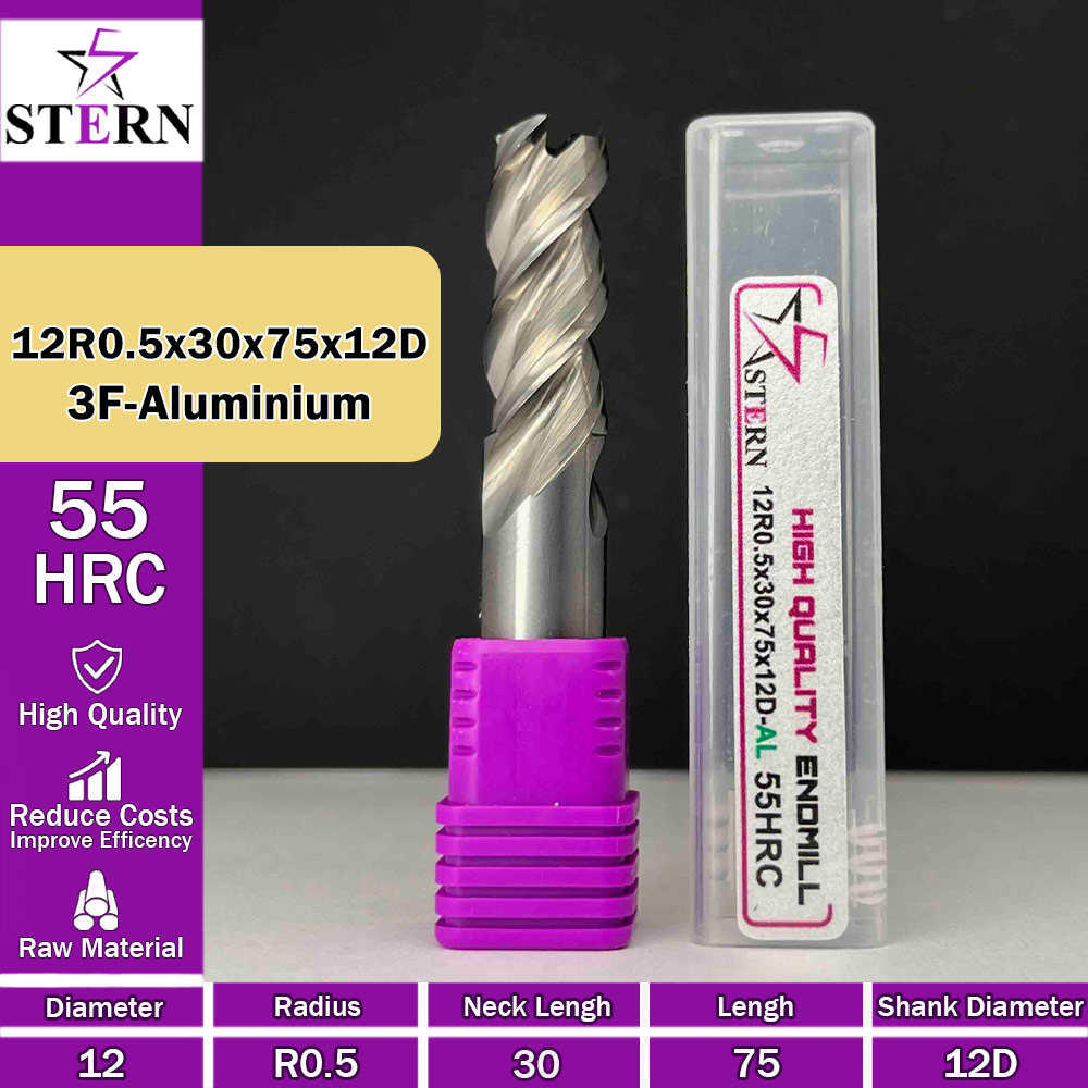 فرزکارباید آلومینیوم تیپ ردیوس 12R0.5*30*75*12D STERN