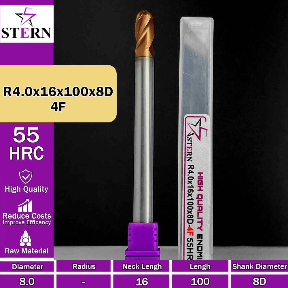 فرزانگشتی کارباید بالنوز چهارپر R4.0*16*100*8D STERN