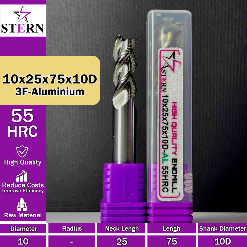 فرزکارباید آلومینیوم سه پر STERN 10*25*75*10D