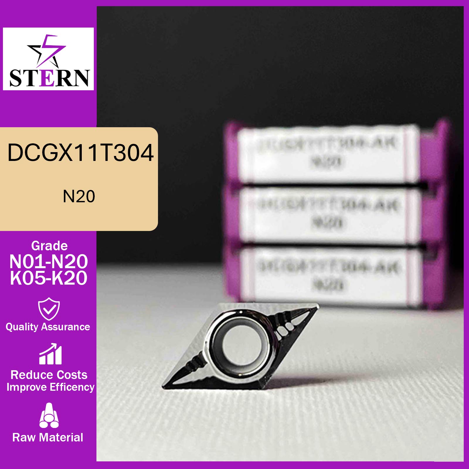 اینسرت تراشکاری STERN مدل DCGX11T304-AK مخصوص آلومینیوم