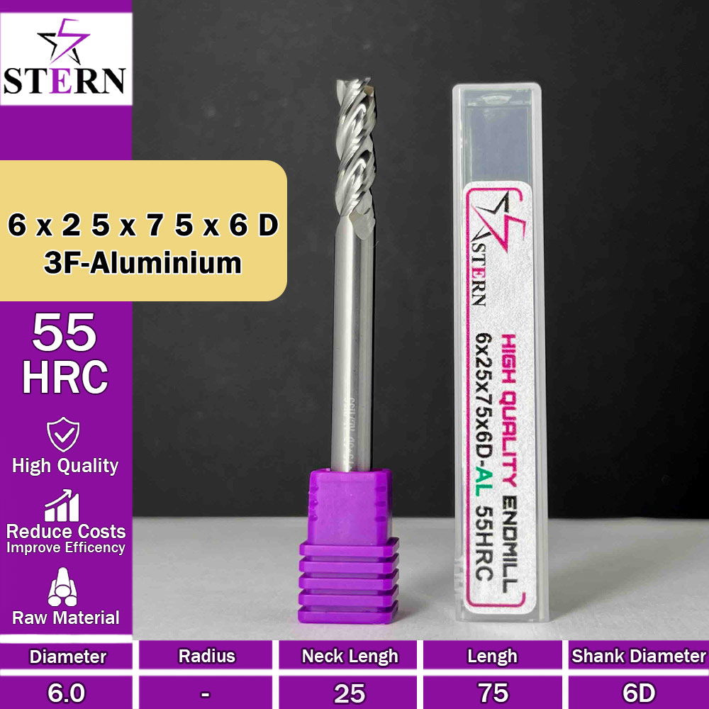 فرزکارباید آلومینیوم سه پر STERN 6*25*75*6D