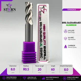 فرز انگشتی کارباید آلومینیوم تیپ ردیوس 8R0.5*20*60*8D STERN
