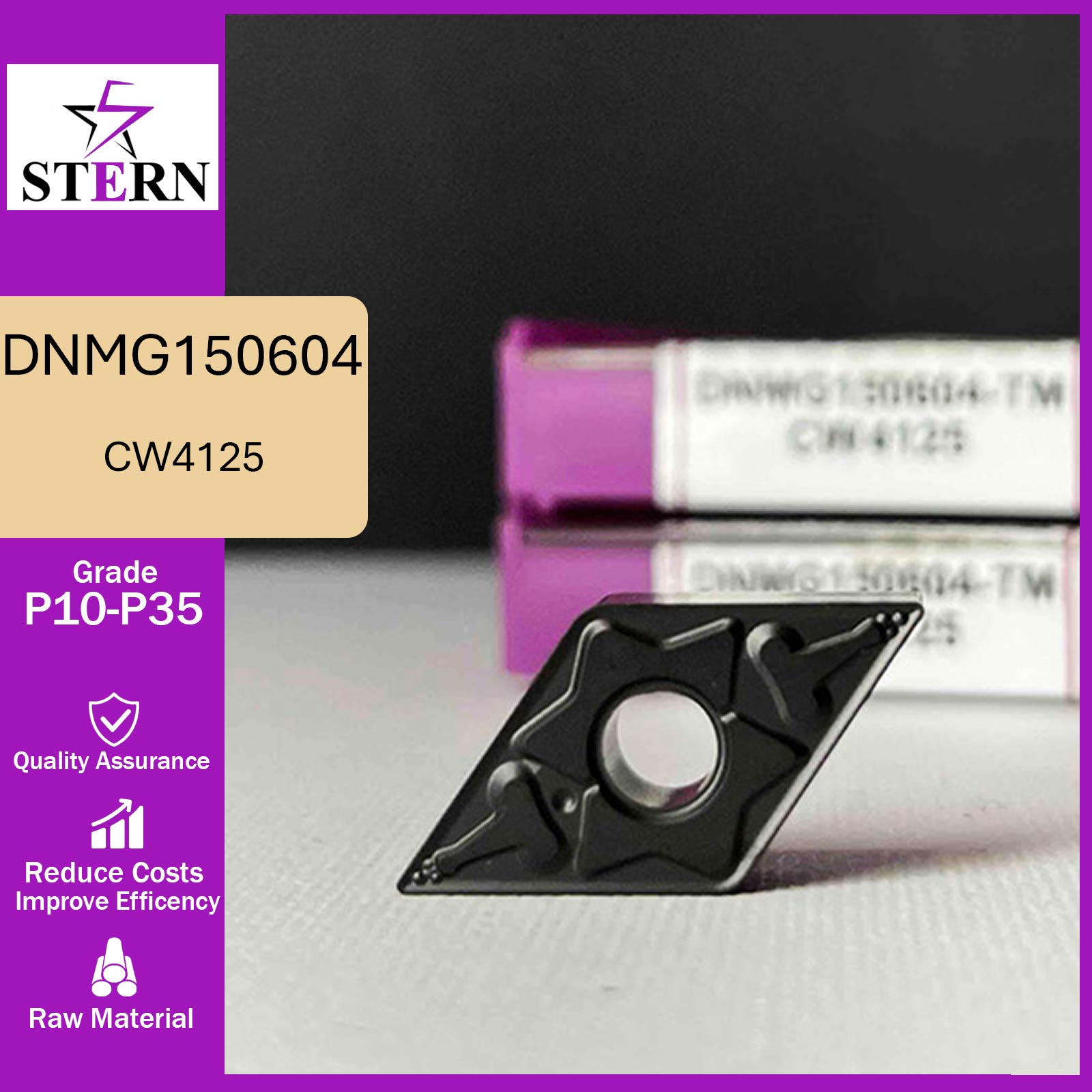 اینسرت تراشکاری STERN مدل DNMG150604-TM گرید CW4125