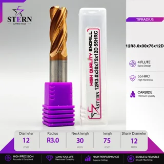 فرز انگشتی کارباید تیپ ردیوس 12R3.0*30*75*12D STERN