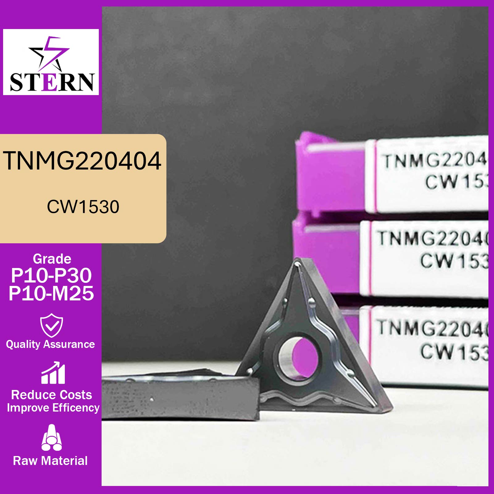 اینسرت تراشکاری STERN مدل TNMG220404-MM گرید CW1530