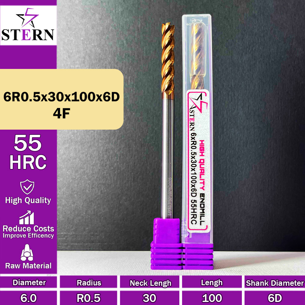 فرز کارباید تیپ ردیوس 6R0.5*30*100*6D STERN