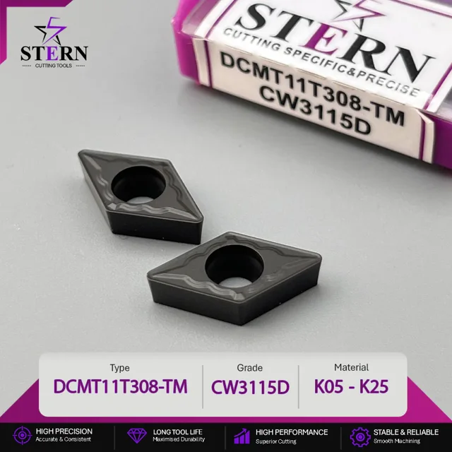 اینسرت تراشکاری STERN مدل DCMT11T308-CW3115D مخصوص ماشینکاری چدن