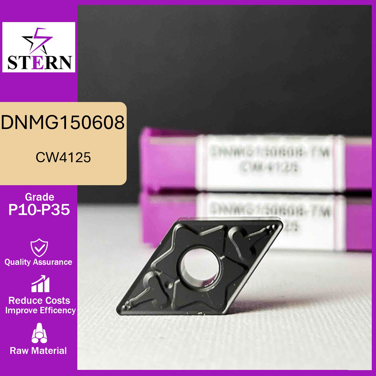 اینسرت تراشکاری STERN مدل DNMG150608-TM گرید CW4125