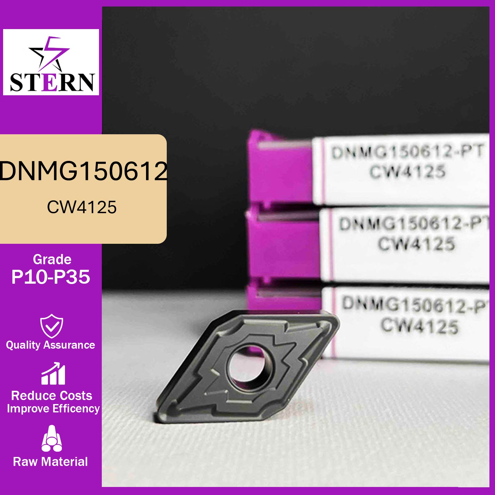 اینسرت تراشکاری STERN مدل DNMG150612 گرید CW4125